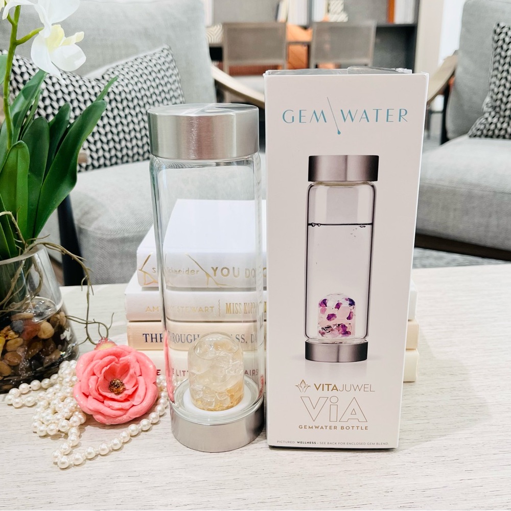 VitaJuwel ViA x Boss Baby Water Bottle Citrine, Clear Quartz, Gold Leaf